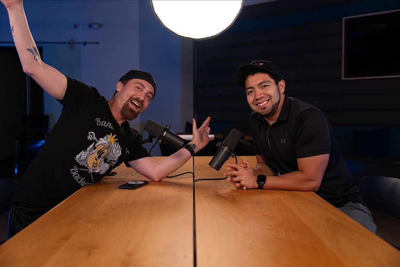 Colorado Business Podcast hosts recording an episode